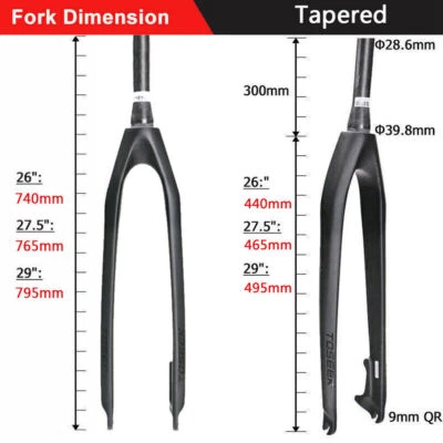 26/27.5/29 Inch Mountain Bike Rigid Fork 1-1/8" Tapered Cabon Fiber Hard Forks - Image 1 of 4