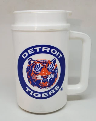 Vintage 80s Detroit Tigers Stadium Mug Thermo Plastic Mr Pure Orange Drink - Image 1 of 4