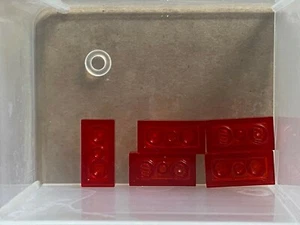 LEGO Parts - Trans-Red Plate 1 x 2 - No 3023 - QTY 5 - Picture 1 of 1