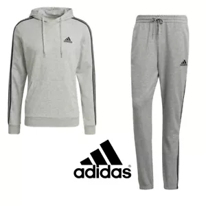 adidas Mens 3-stripe Jogger Set Tapered Pants and Hoodie Tracksuit Gray Size 2XL - Picture 1 of 10