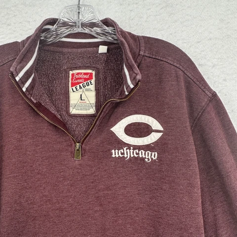 University Chicago Sweatshirt Adult Large Quarter Zip Maroon Stitched Pullover Cover