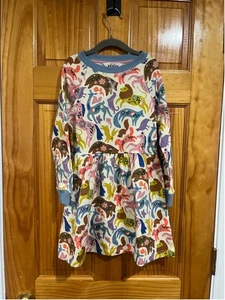 NEW Mini Boden Girls Cotton Animal Print Sweatshirt Long Sleeve Dress Size 6-7 - Picture 1 of 6