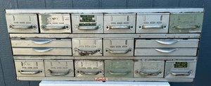 Vintage Equipto USA 18 Drawer Metal Parts Cabinet With Four Small Parts Drawers - Picture 1 of 23