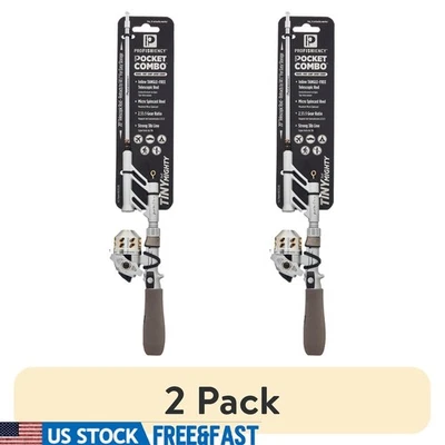 Tiny Pocket Combo Fiberglass Spincast Fishing Pole Reel Travel Kit Lightweight - Image 1 of 4