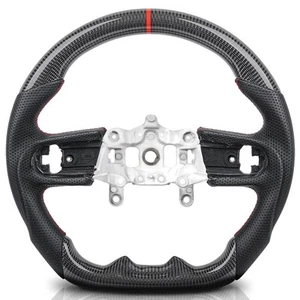 Real Carbon Fiber Flat Bottom Steering Wheel for 2018+ Wrangler JL Gladiator - Picture 1 of 9