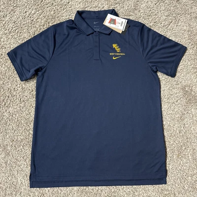 Camisa polo de golf Nike West Virginia WVU Mountaineers azul marino en el campo lateral talla L Foto 1 de 4