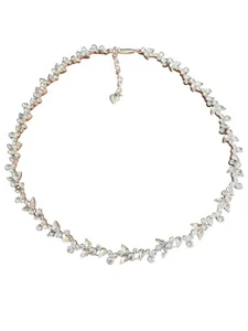 Vintage Carolee Silver Tone Choker Necklace Clear Crystal Rhinestones Adj 18" - Picture 1 of 5
