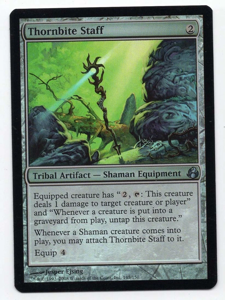MTG: Magic Morningtide *Foil* Thornbite Staff (Light Play) - Image 1 of 2