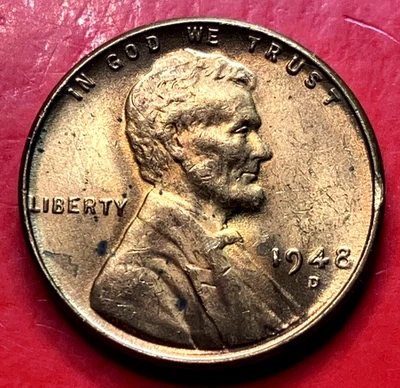 1948-D Lincoln Wheat Cent Penny GEM RD BU From an Original Bank Roll - Image 1 of 4