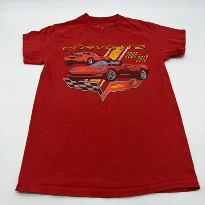 GM официальный Corvette футболка мужская S красный графический печать логотип 100% хлопок. #38148 - Изображение 1 из 4
