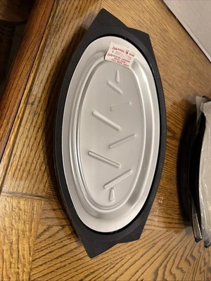 Set of 3 Anodized Aluminum Nordic Ware Servo-King Sizzler Server Platter Holder - Image 1 of 4