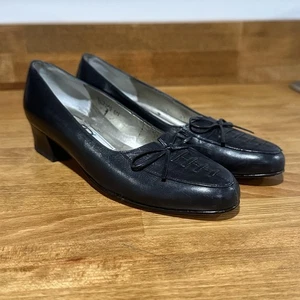Vintage Ros Hommerson decolte donna pelle navy classiche tacco basso 6 strette - Foto 1 di 4