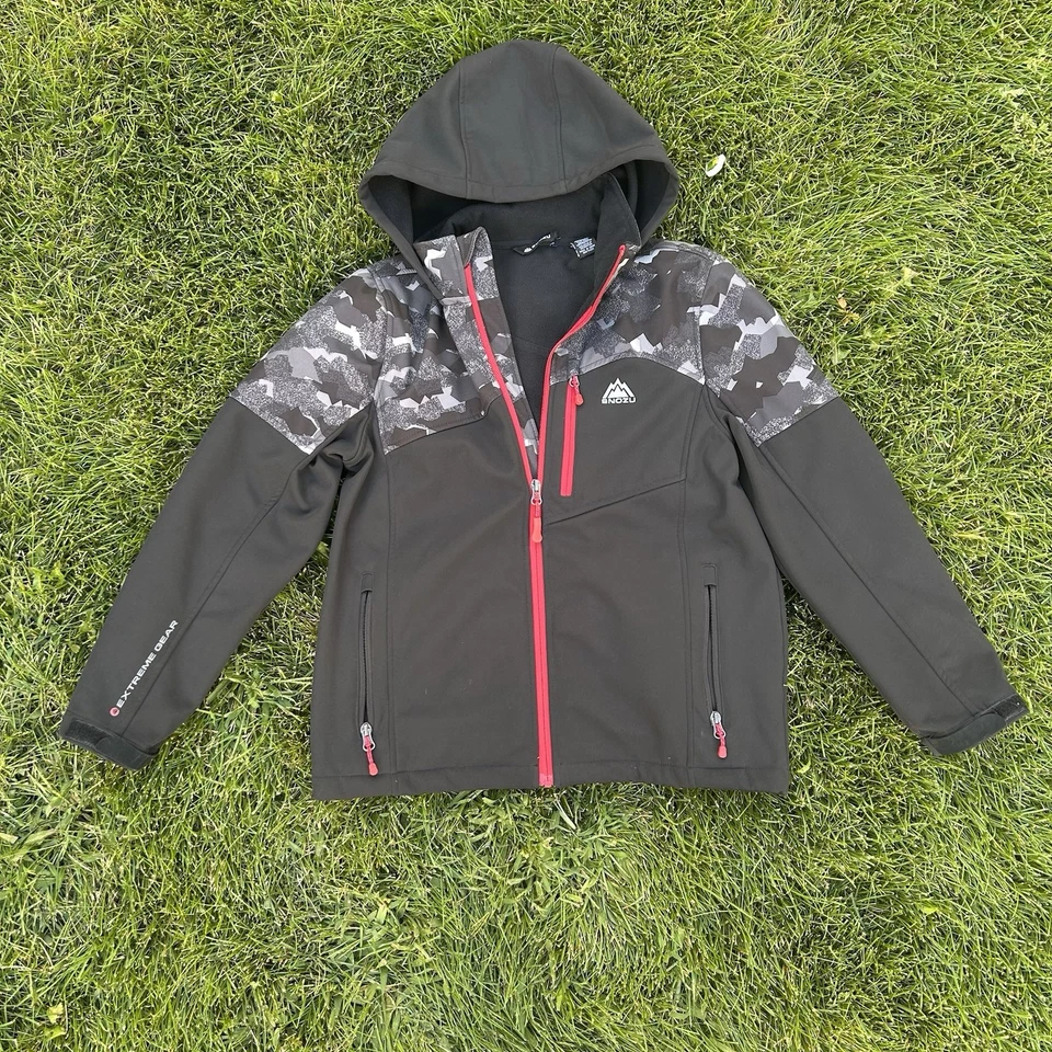 Snozu Boys Fleece Lined Jacket/Zip Up/Raincoat Size Large 14-16 Black Red - Image 1 of 4