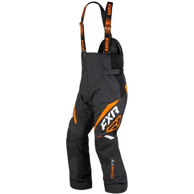 FXR Team FX Snowmobile Pants F.A.S.T. Thermal Insulated Black/Orange Snow Bibs - Image 1 of 3