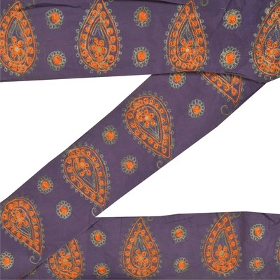 Sanskriti Vintage Sari Borde Cuentas Artesanal 1Yd Borde Encaje 5W Azul Cachemira Foto 1 de 4