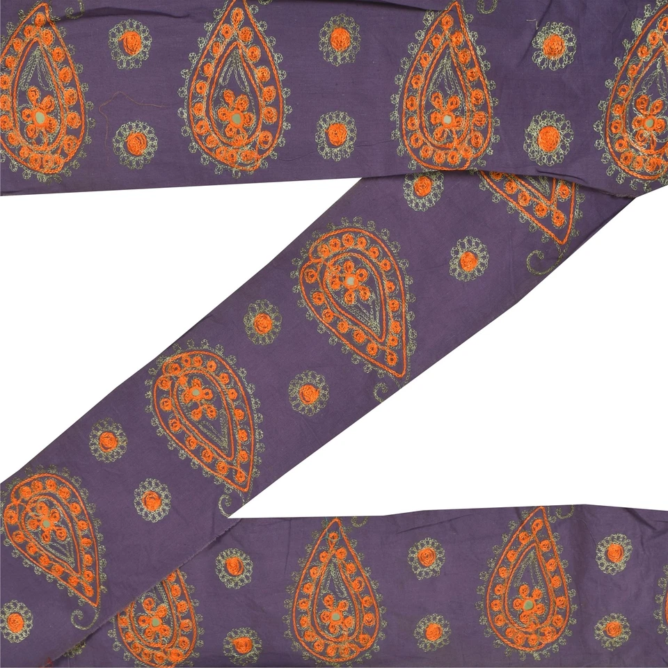 Sanskriti Vintage Sari Borde Cuentas Artesanal 1Yd Borde Encaje 5W Azul Cachemira Foto 1 de 4