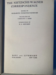 1921 Limited Numbered Edition Friedrich Nietzsche-Wagner Correspondence Sister - Imagen 1 de 11