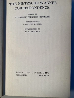 1921 Limited Numbered Edition Friedrich Nietzsche-Wagner Correspondence Sister - Image 1 of 4