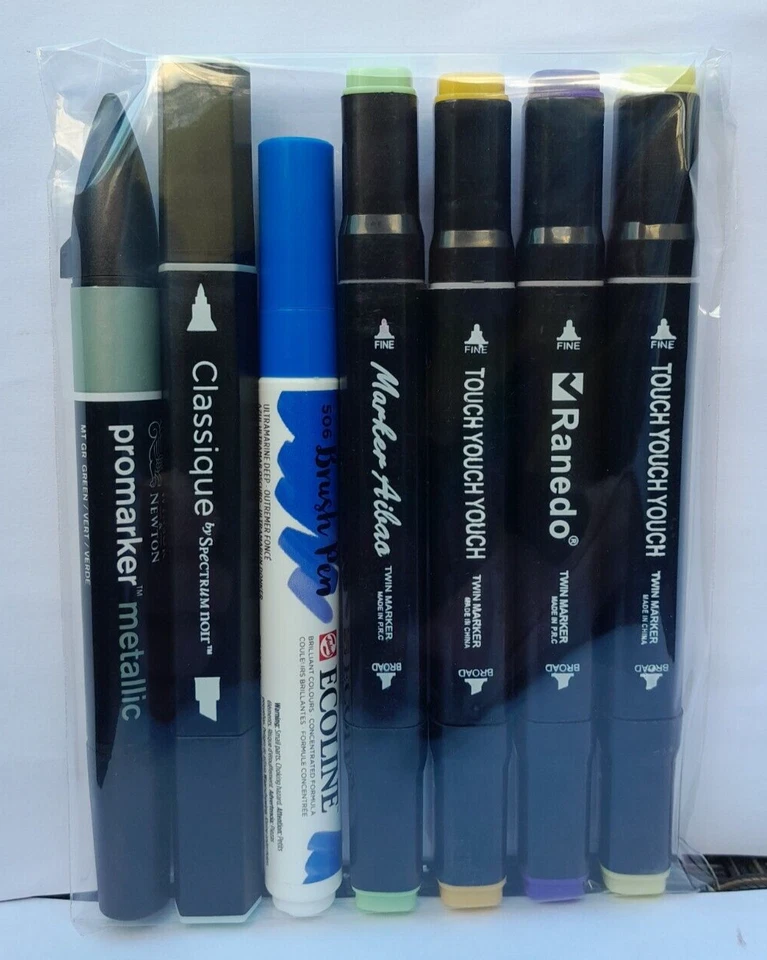 LOT 7x ARTISTS ALCOHOL MARKER PENS FOR MANGA ANIME GRAPHIC ART SKETCHING DRAWING - Image 1 of 1