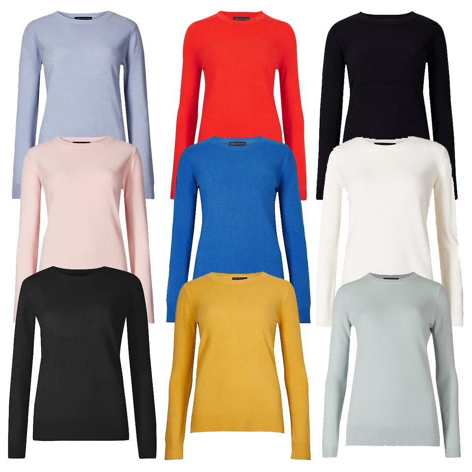 Crew Neck Jumper New Ex-Famous Store Womens Soft Warm Sweater Pullover Top - Image 1 of 1