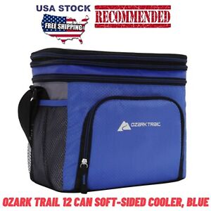 Ozark Trail 12 Can Camping Soft Sided Cooler with Removable Hard Liner, Blue