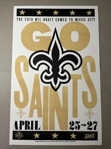 Póster oficial del draft de la NFL Nashville 2017 Hatch Show impreso New Orleans Saints - Imagen 1 de 2