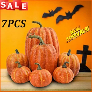 Juego de 7 piezas de adorno de espuma modelo calabaza simulación de Halloween hágalo usted mismo fiesta decoración familiar - Imagen 1 de 29