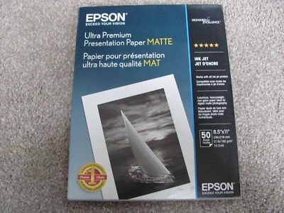 Brand New Epson Ultra Premium Presentation Paper Matte, 8.5" x 11", 50 Sheets - Image 1 of 2