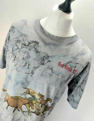 Vintage 90s All Over Print T-Shirt Fort Worth Texas Rare Large Made In Canada  - Image 1 of 4