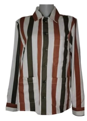 Zara Blazer Sz S Womens Stripe Oversized Boho Boyfriend Academia Chore Jacket - Image 1 of 4