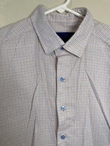 David Donahue Fusion Hemd Herren Große 16,5 Blau/Rot/Weiß Kariert Langarm - Bild 1 von 12