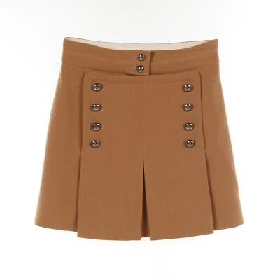 Chloe falda mini #40 jupe 15AJU07 lana marrón usado - Imagen 1 de 4