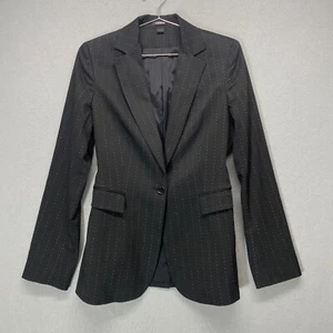 Express Blazer Womens 6 Black Pink Pinstripe Career - Picture 1 of 12