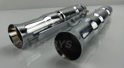 2x Motorcycle Silencer Exhaust Slip-on 38-45m Custom Stubby Shorty Trumpet Tulip - Image 1 of 4