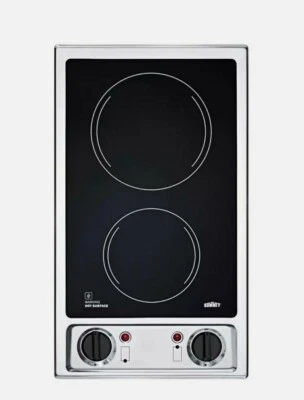 Summit CR2B120 черная/нержавеющая сталь 12 дюймов Вт 2 горелки электрическая варочная панель - Изображение 1 из 4