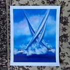 Victor Spahn Limited Edition Print Crossed Sails Racing Ocean Boats 23x19"