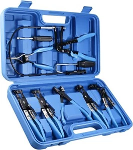 9Pcs Flexible Hose Clamp Pliers Set Long Reach Wire Remover Tool for Fuel Hoses - Foto 1 di 10