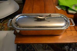 All-Clad Fish Poacher Steamer Stainless Steel Sculpted Fish Handle 18" x 7" x 4"