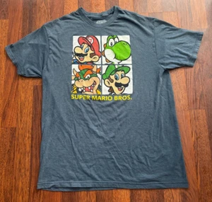 Camiseta Gris Hombre Nintendo Super Mario Bros Personajes Estilo Clásico Talla XL - Imagen 1 de 5
