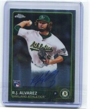 2015 Topps Chrome R.J. Alvarez Autographed Rookie Card, Oakland A's #AR-RAZ