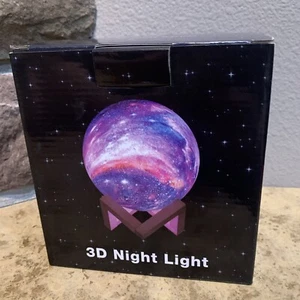 Galaxy 3D Sphere Lamp w/Stand & Remote 16 Color Settings Moon Light USB plug - Picture 1 of 8