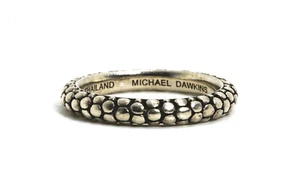 Michael Dawkins Sterling Silver Pebble Beaded Band Stack Ring, Size 8 - Picture 1 of 8