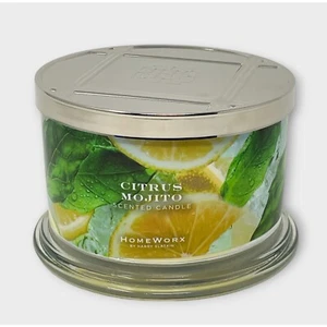 HomeWorx Slatkin CITRUS MOJITO 4 wicks 18 oz candle Pomelo Tangerine Mint summer - Picture 1 of 4