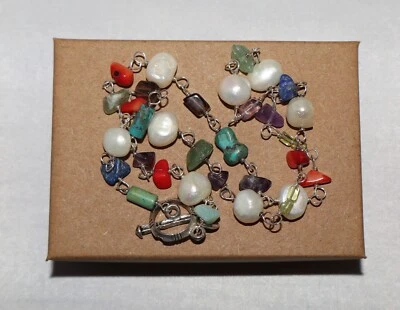 Collar Silpada Plata de Ley Turquesa, Perla, Lapislázuli, Amatista y Coral N1033 Foto 1 de 4