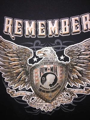 Camisa negra Pow Mia grande para hombre Remember Those Who Give All gráfica ejército marines Foto 1 de 4