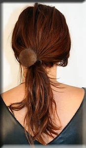 New Brown Mink Fur Ball with Scrunchy Scrunchie Scrunchies - Efurs4less - Picture 1 of 2