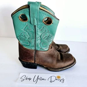 Masterson Cowgirl Leather Teal Square Toe Boots Girls Sz 13 - Sh350.2 - Picture 1 of 8