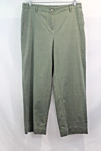 J Jill Chino Wide Leg Pants Womens size 16 Army Green Elastic Waist Pockets - Picture 1 of 11