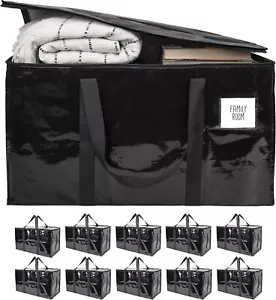 10-Pack Black Moving Bags, Water Resistant Extra Large Storage Bags with Zipper - Picture 1 of 6