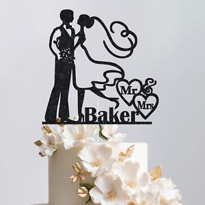 Personalised Bride & Groom Cake Topper  Mr & Mrs Wedding Party Decoration UK